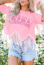 MAMA Sequin Fringe Round Neck T-Shirt Blush Pink Woman T Shirts