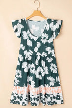Floral Print Ruffle Sleeve Empire Waist Mini Dress Casual Dresses