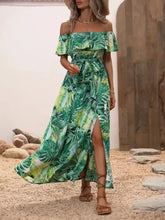 Ruffled Printed Off Shoulder Maxi Dress Casual Dresses