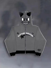 Men's Zip Up Letter Graphic Hoodie Dark Gray Mens Tops