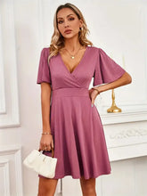 Surplice Flutter Sleeve Mini Dress Woman Casual Dress