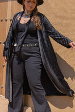 Plus Size Striped Long Sleeve Cardigan Woman Outerwear