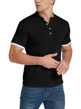 Men's Classic Contrast Trim Henley Top Mens Tops