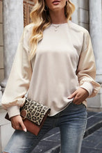 Round Neck Dropped Shoulder Sweatshirt Sand Woman Sweatshirts