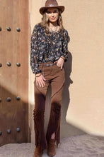 Printed Round Neck Long Sleeve Blouse Woman Blouses