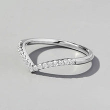 V Shape Inlaid Zircon 925 Sterling Silver Ring Silver Rings