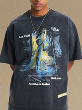 Men's Graphic Round Neck Half Sleeve T-Shirt Black Mens Tops