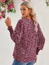 Printed V-Neck Lantern Sleeve Blouse Woman Blouses