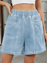 Elastic Waist Denim Shorts Light Denim Shorts