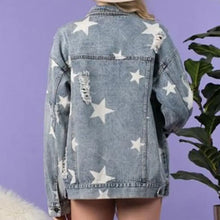 Star Distressed Denim Shacket Woman Outerwear