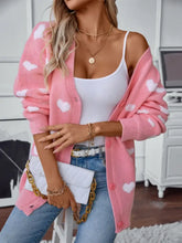 Heart V-Neck Button Up Long Sleeve Cardigan Woman Outerwear