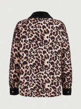 Leopard Collared Neck Button Up Shacket Woman Outerwear