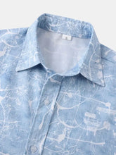 Men's Printed Short Sleeve Button Down Shirt Mens Tops