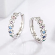 925 Sterling Silver Inlaid Zircon Heart Huggie Earrings Earrings