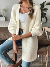 Open Front Long Sleeve Cardigan Cream Woman Outerwear