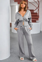 Dropped Shoulder Hoodie and Drawstring Pants Active Set Woman Activewear
