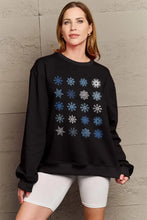 Simply Love Full Size Snowflakes Round Neck Sweatshirt Black Woman Sweatshirts
