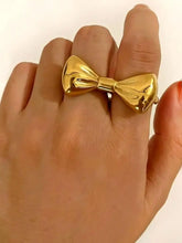 18K Gold-Plated Stainless Steel Bow Ring Gold Fashion Jewelry