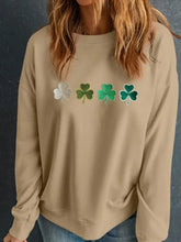 Embroidered Clover Pattern Round Neck Sweatshirt Woman Sweatshirts