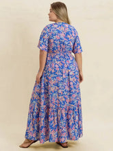 Plus Size Ruched Printed Short Sleeve Dress Casual Dresses