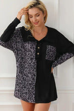 Half Button Leopard Collared Neck Blouse Woman Blouses