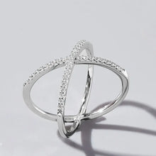 X Shape Inlaid Zircon 925 Sterling Silver Ring Rings
