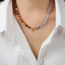 Titanium Steel Egg Yolk Stone Necklace Silver One Size Necklaces