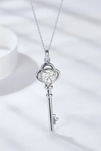 925 Sterling Silver 1 Carat Moissanite Key Pendant Necklace Necklaces