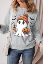 Ghost Round Neck Long Sleeve Sweatshirt Gray Woman Sweatshirts