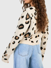 Tied Leopard Round Neck Cardigan Woman Outerwear