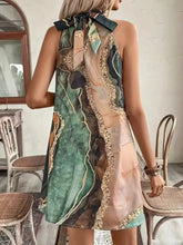Tied Back Printed Sleeveless Dress Casual Dresses