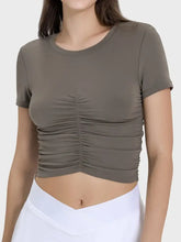 Millennia Ruched Round Neck Short Sleeve Active T-Shirt Woman Activewear