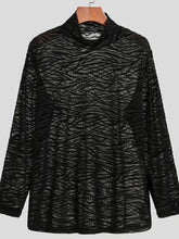 Men's Zebra Print Mock Neck Long Sleeve Mesh Top Mens Tops