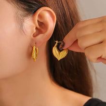 Titanium Steel Leaf Shape Earrings Gold One Size Earrings