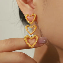 Titanium Steel Heart Earrings Gold One Size Earrings