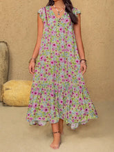 Plus Size Ruffled Printed V-Neck Midi Dress Casual Dresses