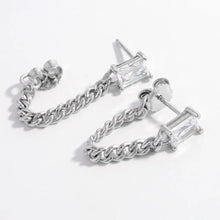 925 Sterling Silver Zircon Chain Earrings Earrings