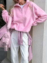 Quarter Zip Long Sleeve Sweatshirt Woman Sweatshirts