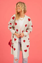 Heart Graphic Open Front Cardigan with Pockets Woman Outerwear