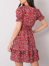 Leopard Print Tie Front Short Sleeve Mini Dress Woman Dress