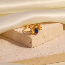 Sunflower Lapis Lazuli Adjustable Ring Fashion Jewelry