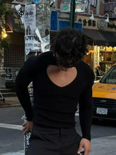 Men's Cutout Front Long Sleeve T-Shirt Mens Tops