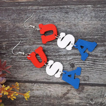 USA Wooden Letter Dangle Earrings Earrings