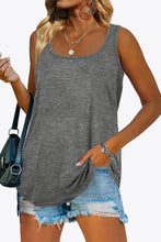 Curved Hem Square Neck Tank Mid Gray Tanks & Camis