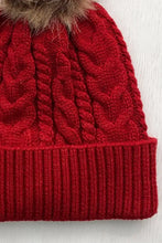 Cable-Knit Cuffed Hat with Pom-pom Hats