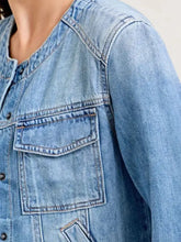 Snap Down Dropped Cargo Denim Jacket Woman Denim Tops