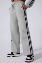 Side Striped Round Neck Top and Pants Active Set Woman Activewear