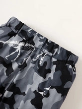 Children's Striped Hooded Bodysuit and Camouflage Pants Set Kids Sets