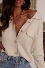 Button Up Long Sleeve Cardigan with Chest Pockets Woman Outerwear