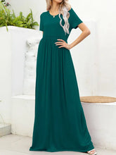 Round Neck Short Sleeve Maxi Dress with Pockets Woman Maxi Dress